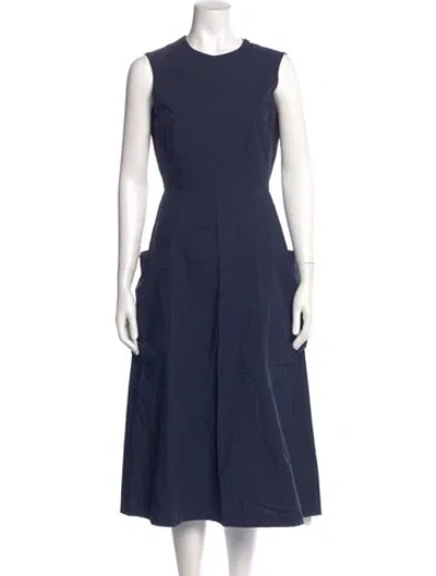Pre-owned Studio Nicholson Crew Neck Midi Length Dress In Blue