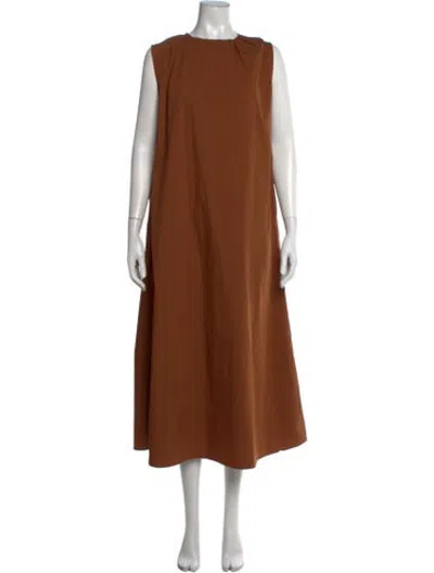 Pre-owned Studio Nicholson Crew Neck Midi Length Dress W/ Tags In Brown