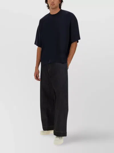 Studio Nicholson Crew Neck Oversized Fit Short Sleeves T-shirt In Black