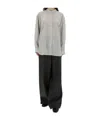 Studio Nicholson Striped Long Sleeve Top With Curved Hem In Gray