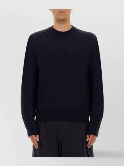 Studio Nicholson Crew Neck Sweater Ribbed Cuffs In Blue