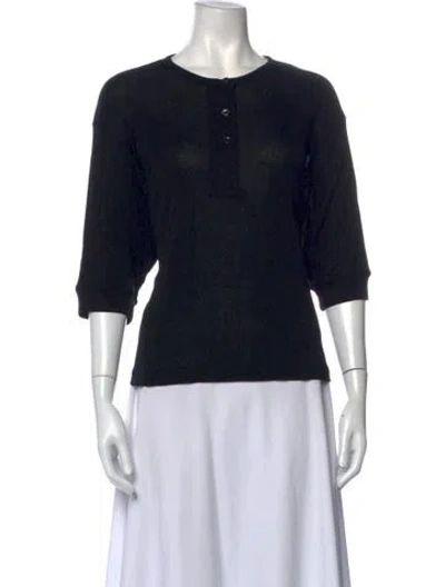 Pre-owned Studio Nicholson Crew Neck Three-quarter Sleeve Top In Black
