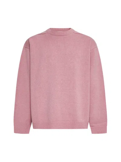 Studio Nicholson Crewneck Knitted Sweater In Pink