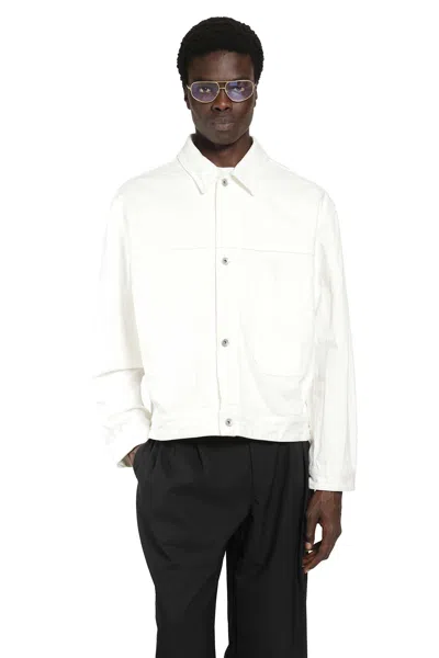 Studio Nicholson Crinkle Denim Jacket In White
