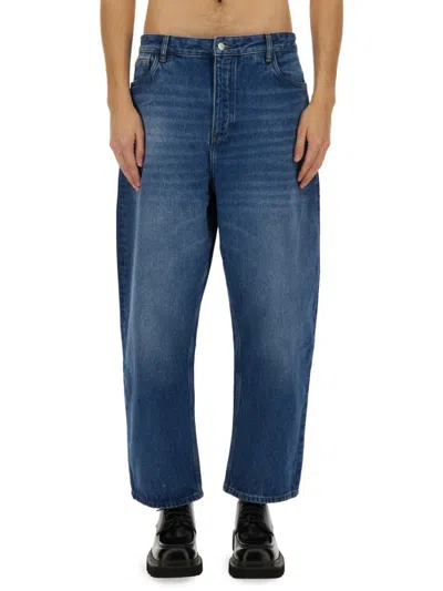 Studio Nicholson Cropped Curved Jeans With Relaxed Fit In Denim