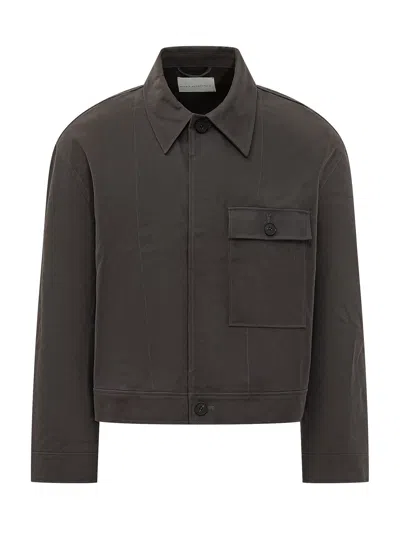 Studio Nicholson Cropped Overshirt Jacket In Purple