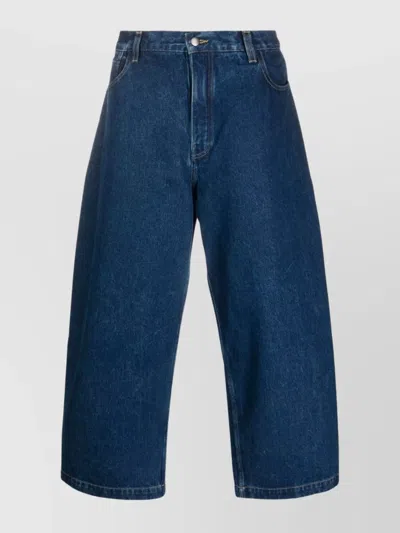 STUDIO NICHOLSON CROPPED WIDE LEG DENIM TROUSERS