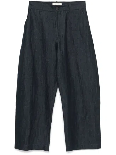 Studio Nicholson Linen-cotton Blend Trousers For Men In Blue