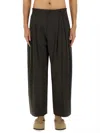 Studio Nicholson Wide-leg Curved Pants With Pleated Front In Brown