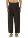Studio Nicholson Wide-leg Curved Pants With Pleated Front In Brown