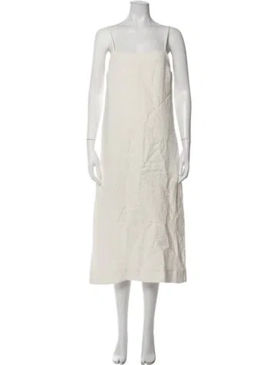 Pre-owned Studio Nicholson Danae Shrunk Double Linen Parchment Midi Length Dress In Neutrals