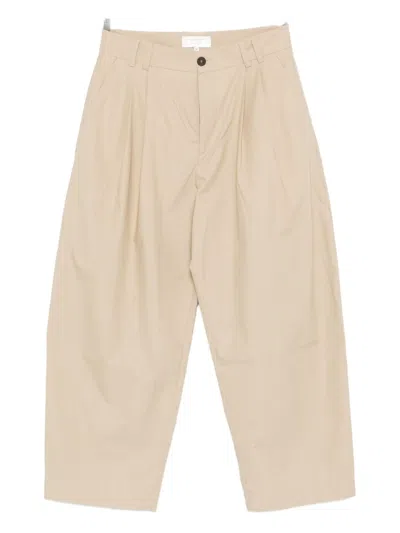Studio Nicholson Darted Cotton Trousers In Neutral