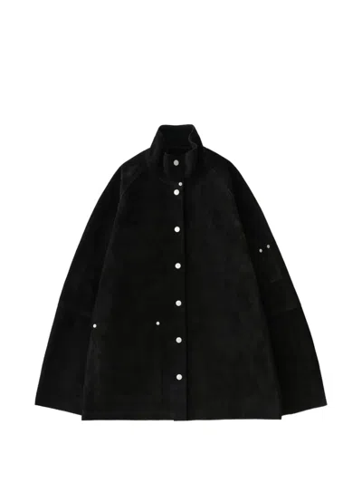 Studio Nicholson Dash Press-stud Suede Jacket In Black