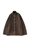Studio Nicholson Dash Raglan Sleeve Suede Jacket In Brown