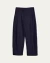 Studio Nicholson Deep Pleat Tailored Trousers In Darkest Navy
