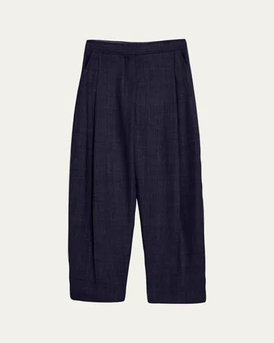 Studio Nicholson Deep Pleat Tailored Trousers In Darkest Navy