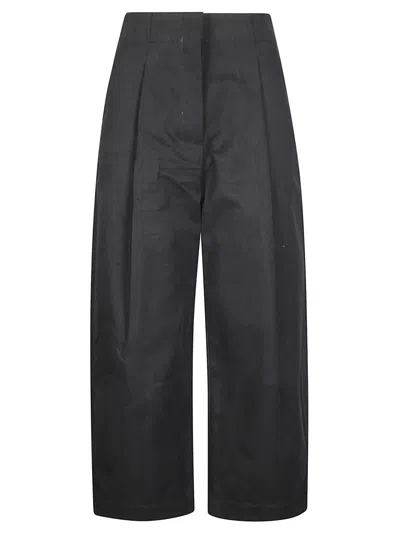 Studio Nicholson Deep Pleat Volume Ankle Crop Pants In Black