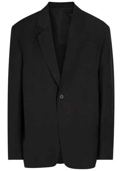 Studio Nicholson Denison Linen And Wool-blend Blazer In Black