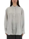 Studio Nicholson Striped Long Sleeve Top With Curved Hem In White