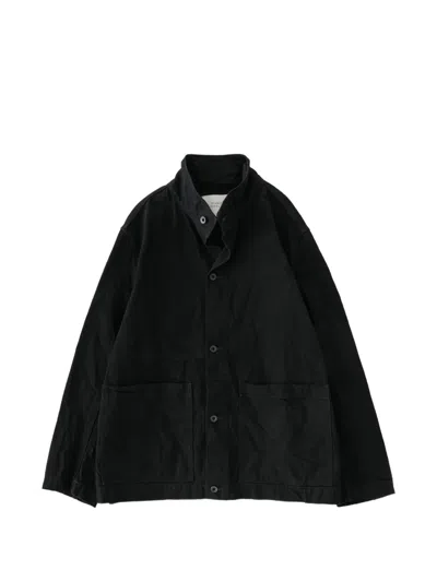 Studio Nicholson District Crinkle Denim Jacket In Black