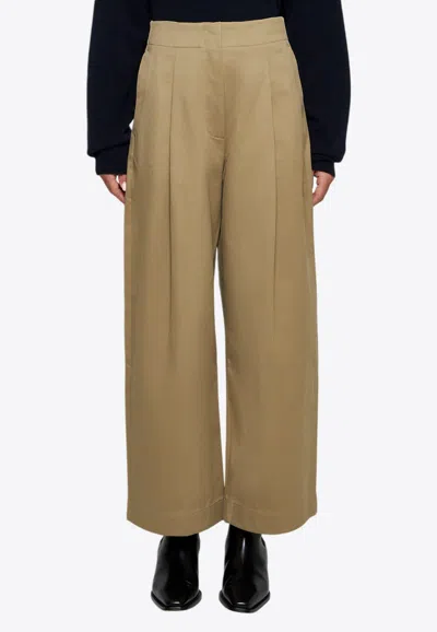 Studio Nicholson Dordoni Classic Pleated Pants In Tan