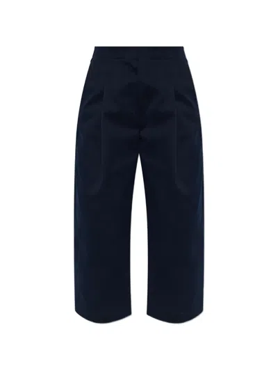Studio Nicholson Dordoni Pleated Cotton Trousers In Blue
