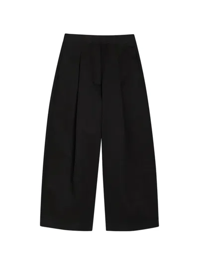 Studio Nicholson Peached Wide-leg Cotton-twill Trousers In Black