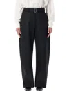 Studio Nicholson Doring Compact Viscose Pants With Belt In Black