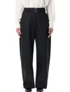 Studio Nicholson Doring Compact Viscose Pants With Belt In Black