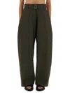 Studio Nicholson Wide Leg Trousers With Pockets And Loops In Green