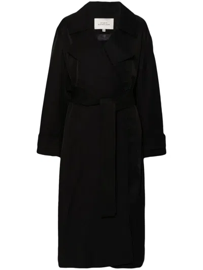 Studio Nicholson Double-breasted Belted Coat In Black