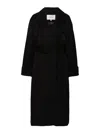 Studio Nicholson Belted Double-breasted Coat With Wide Lapels In Negro
