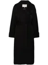 Studio Nicholson Belted Double-breasted Coat With Wide Lapels In Black