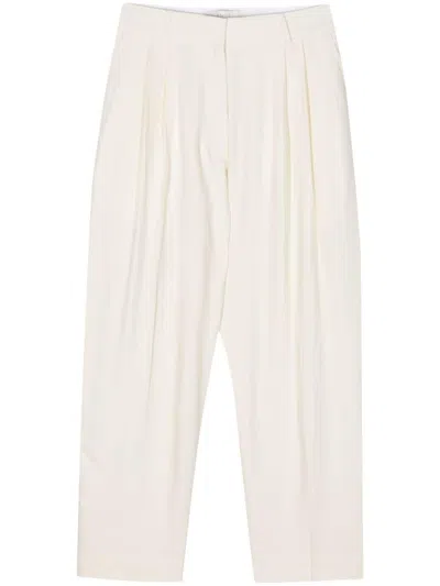 STUDIO NICHOLSON DOUBLE PLEATED LINEN BLEND TROUSERS