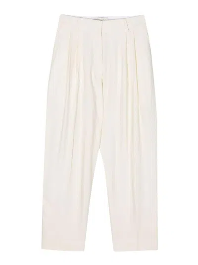 Studio Nicholson Double Pleated Linen Blend Trousers In White