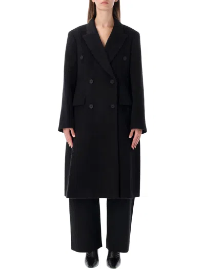 Studio Nicholson Double-breasted Wool Blend Coat In Black