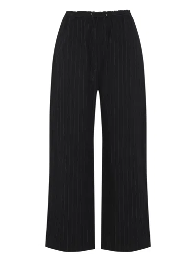 Studio Nicholson Drawstring-fastening Pinstripe Trousers In Black