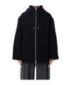 Studio Nicholson Parka With Hood And Drawstring Detail In Black
