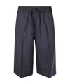 Studio Nicholson Oversized Bermuda Shorts With Elastic Waist In Blue