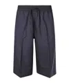Studio Nicholson Oversized Bermuda Shorts With Elastic Waist In Blue