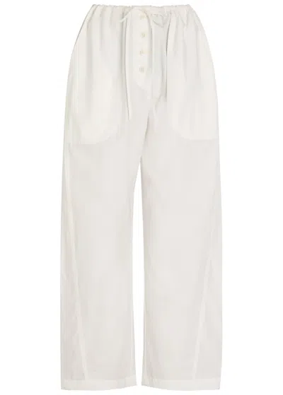 Studio Nicholson Drawstring Straight-leg Cotton Trousers In White