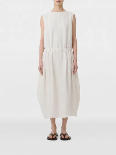 Studio Nicholson Linen Blend Midi Dress In White