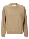 Studio Nicholson Dropped Shoulder V-neck Sweater In Brown