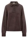 Studio Nicholson Sweater With Collar And Buttons In Brown