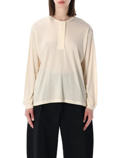 Studio Nicholson Effortless Mini Top With Drop Shoulders In Canvas Beige
