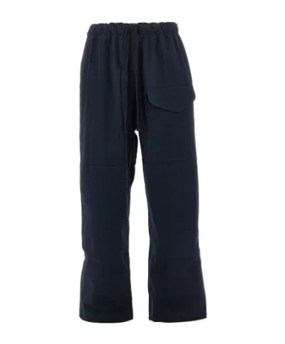 Studio Nicholson Elastic Waist Casual Pants In Blue