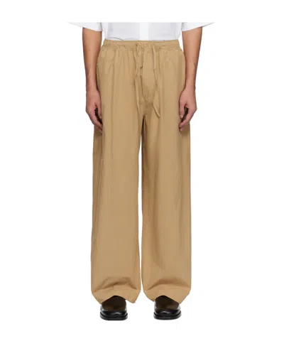 Studio Nicholson Elastic Waist Casual Pants In Sand