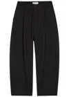 Studio Nicholson Peached Pleated Wide-leg Cotton-twill Trousers In Black