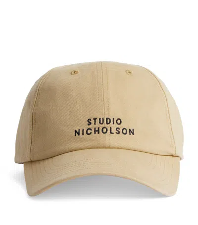 Studio Nicholson Embroidered Logo Cap In Neutral