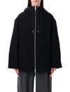 Studio Nicholson Parka With Hood And Drawstring Detail In Black